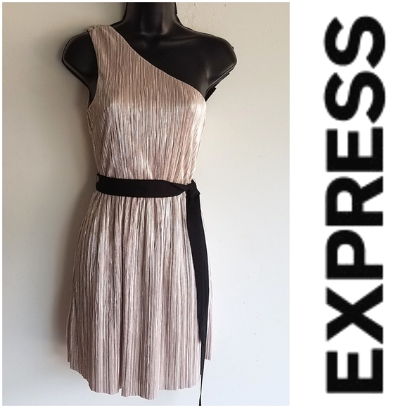 Express One-Shoulder Shimmer Tie Waist Dress ⭐️⭐️ - Picture 1 of 8